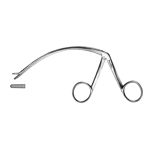 MH27-1016 Tendon Pulling Forceps, 5&quot;(12.7cm), curved shaft, alligator type