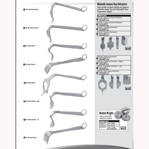 Minimally Invasive Knee Ret S3035 to S3042 / Modular Weights 3430-01 to 3430-03