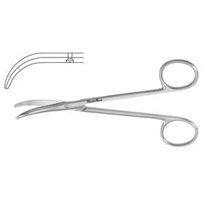 MH21-602 FOMON Lower Lateral Scissors, 5&quot;(12.7cm), strong curve, dissecting blades