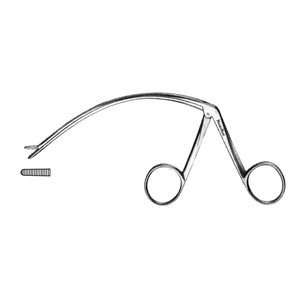 MH27-1016 Tendon Pulling Forceps, 5&quot;(12.7cm), curved shaft, alligator type